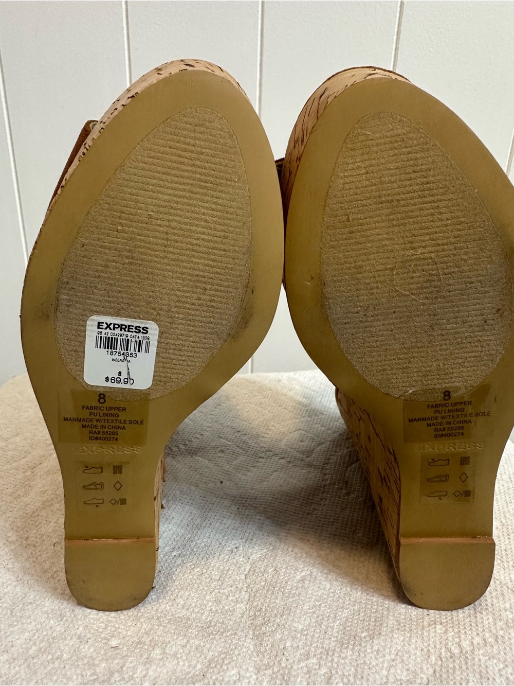 Express Tan Suede Cork Wedge Mule Sandals - Picture 5 of 5